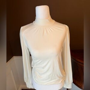 Michael Stars Poppy Mock Turtleneck Top Echo Luxe Jersey Chalk SZ S NWT